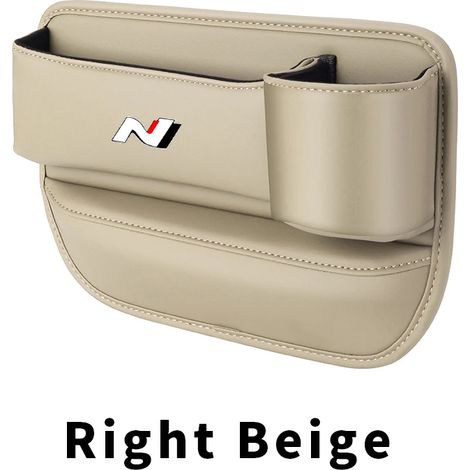 (Beige N-Right) Boîte de rangement pour l'espace entre les sièges auto Hyundai Sonata Elantra Tucson N Line Veloster Kona i30 - Accessoires intérieurs en cuir (1/5)
