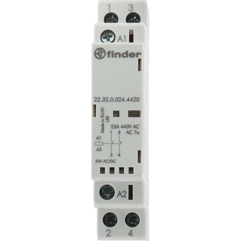 Contacteur Finder série 22 Series, 2 pôles , 25 A, 24 V ac/dc ( Prix pour 1 )