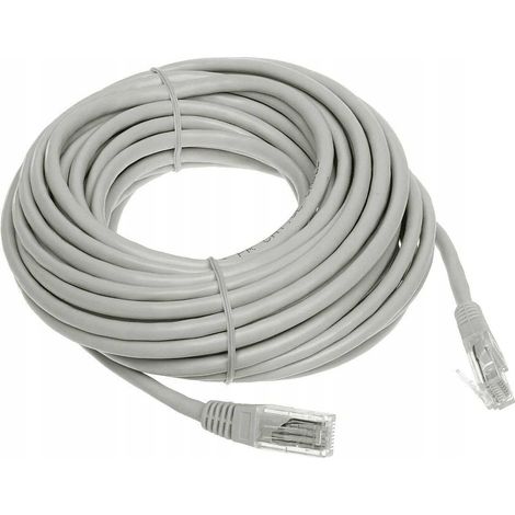 Cable de red Ethernet LAN, cable de conexión a Internet RJ45 UTP Cat.5e, gris, 20 m