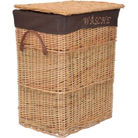Cesta de ropa de mimbre natural con inserto de tela y arcón con asas MED05175 (1/3)