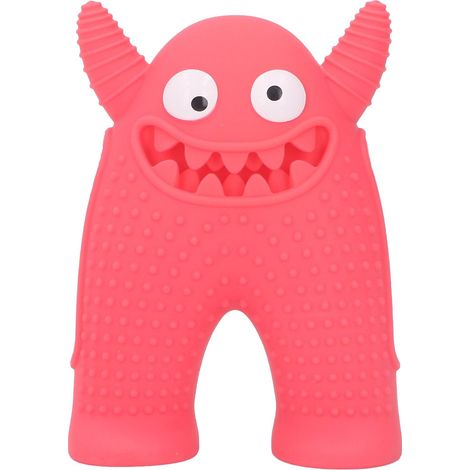 Jouet à mâcher pour chien en silicone rouge, résistant à la morsure, fait du bruit, aide au grincement des dents, jouet de dentition pour animal de compagnie (1/5)