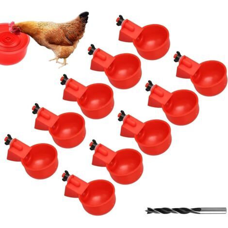 12 Pièces Abreuvoir Poules,Abreuvoir Automatique Poule Distributeur Eau Poule DIY Volaille Automatique Abreuvoir avec 1 Foret pour Poussins Canards Oies Dindes ou Lapins (1/4)