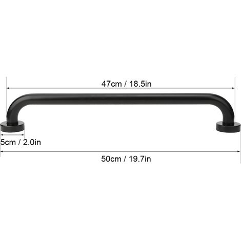 Barre d'appui antidérapante en aluminium noir spatial pour baignoire, 50 cm (1/5)