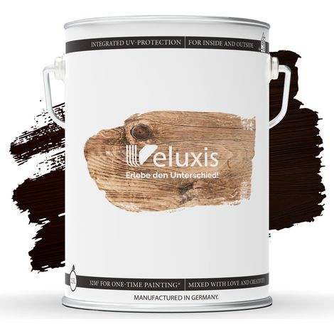 Holzlasur Holzlasur außen – Holzschutzlasur Nussbaum, 2,5L, seidenglänzend, lösemittelfrei, UV-stabil, wetterfest, Made in Germany – Veluxis