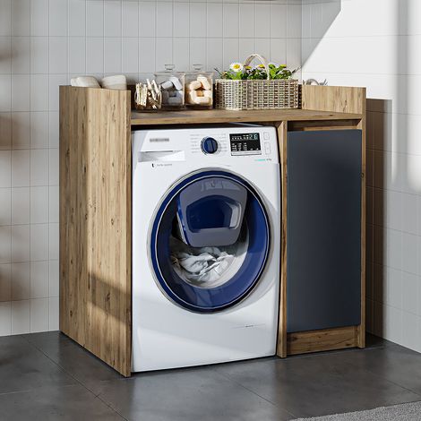 Roomart Waschmaschinen-Überbauschrank 100 cm, Anthrazit-Eiche