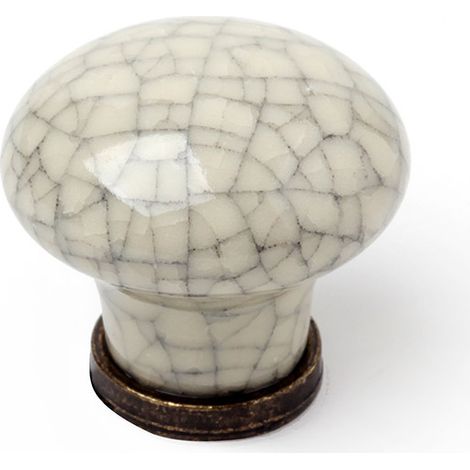 Pomo en porcelana cuero - craquelé, dimensiones: 30x30x27mm, Ø: 30mm -