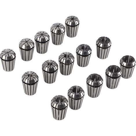 Jeu de 15 mandrins ER25 à ressort en acier rapide avec clé pour machines de fraisage CNC (1/5)