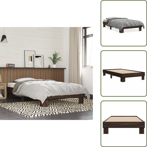 Letto in metallo - vidaXL Giroletto Rovere Marrone 75x190 cm Legno Multistrato e Metallo - Letto con gambe stabili