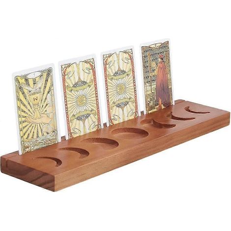 Porte-cartes de tarot en bois avec phases de la lune 28 x 7 x 1,6 cm - Support pour cartes de tarot, décoration wiccane, oracle (1/5)