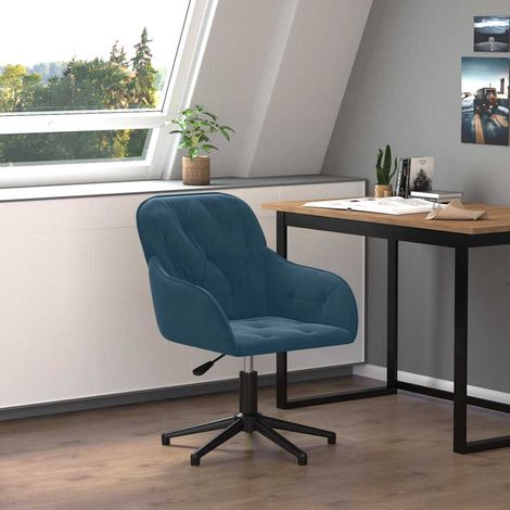 vidaXL Chaise pivotante de bureau Bleu Velours (1/5)