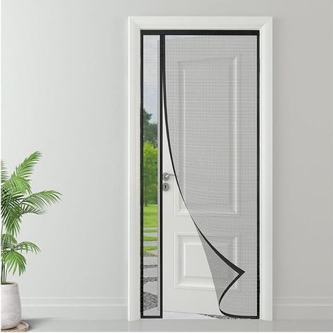 Moustiquaire magnétique pour porte, ouverture latérale, 90 x 220 cm, installation facile sans perçage, protection anti-moustiques et insectes, convient pour porte, fenêtre ou balcon – noir (1/4)