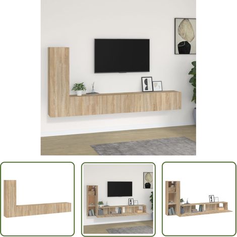 The Living Store Ensemble de meubles TV 3 pcs Chêne sonoma Bois d'ingénierie - Meuble Tv - Meuble Media - Armoire Multimedia - Rangement Tv - Design Moderne