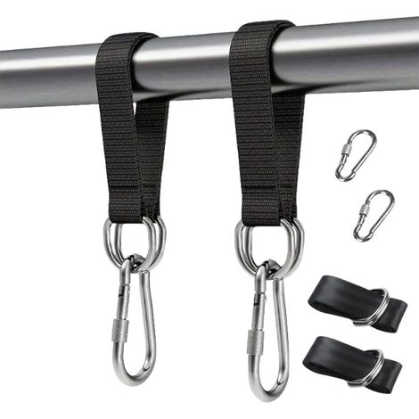 Kit de fixation pour hamac, 2 pièces, en nylon portable, pour balancoire de jardin hamac chaise suspendue exterieur, sangle de suspension résistante à la déchirure de 30 cm, largeur 3,8 cm (1/5)