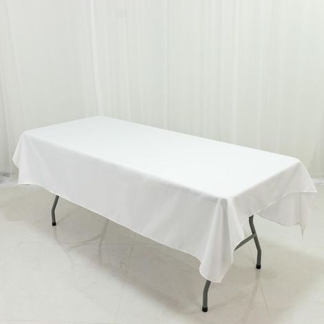 Nappe rectangulaire blanche en polyester (147 cm x 259 cm) – Infroissable et résistante – Idéale pour les fêtes et événements (1/5)