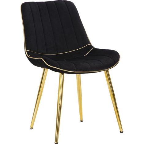 Ensemble De 2 Fauteuils Paris Glam Noirs Et Dorés Fauteuils En Tissu Rembourré Avec Structure En Métal Doré, 51 X 59 X 79cm - Fauteuil Design (1/5)