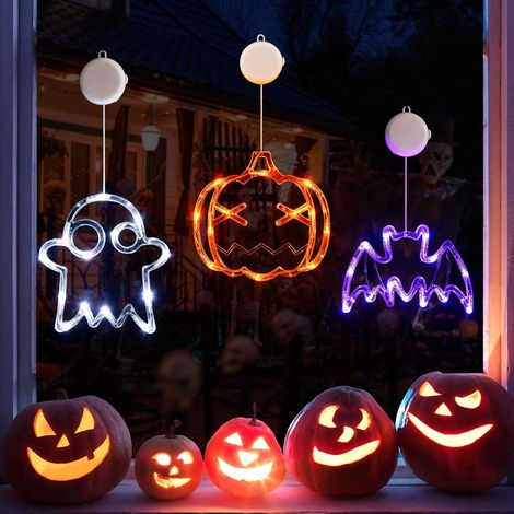 Stimmungsvolle Lichtlösung: LOLStar Halloween Fensterlichter Kürbis Geist Fledermaus Timer (1/5)