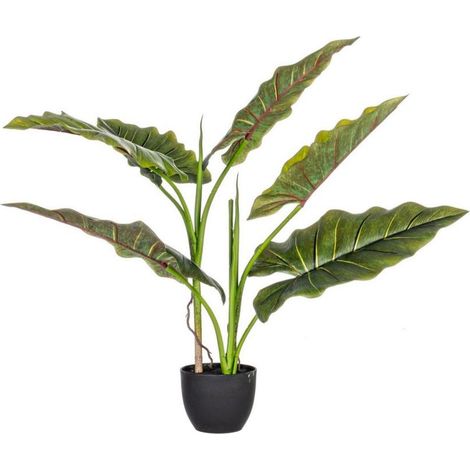 Pianta artificiale "Dieffenbachia" in poliestere con vaso per decorazione ambienti (1/3)