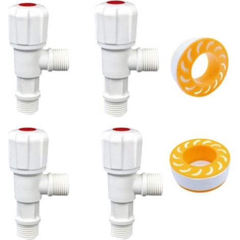 Lot de 4 valves d'angle en plastique, pour lavabo, cuisine et salle de bain (1/5)