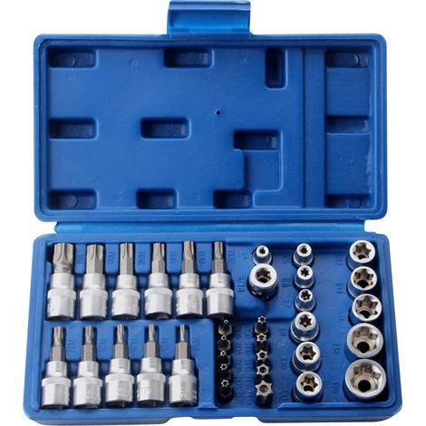 Jeu de 34 douilles Torx : douilles et jeu d'embouts hexagonaux Douille E4-E20 T10-T60 Torx (1/5)