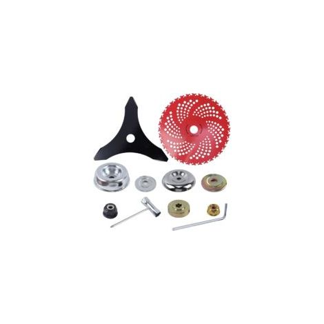 Lot de 11 lames de débroussailleuse à dents métalliques robustes avec kit adaptateur universel, accessoires de rechange pour débroussailleuse, mauvaises herbes résistantes