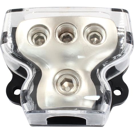 3-Wege-Stromverteilerblock, 0-Gauge-Eingang, 4/8/10-Gauge-Ausgang, Verstärkerverteiler für Auto- oder Boots-Audiosysteme (1 Eingang, 3 Ausgänge)