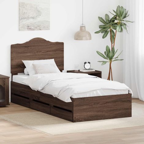 vidaXL Bettrahmen Braun Eichen-Optik 90 x 200 cm Ingenieurs Holz (1/5)