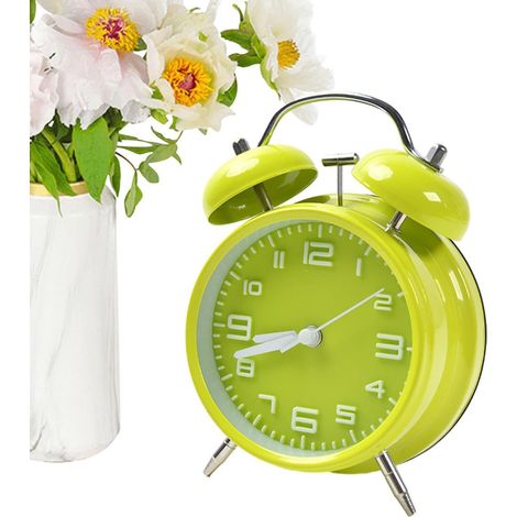 Reloj despertador digital retro  con dos campanas metálicas, potente, modo silencioso, retroiluminación, para dormitorios.