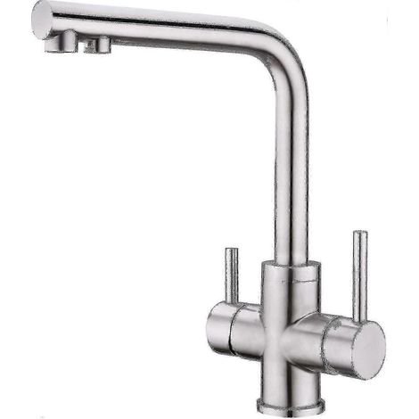 Grifo de cocina 3 en 1 con filtro de agua y mezclador giratorio de 360° para fregadero, fabricado en acero inoxidable. (1/5)