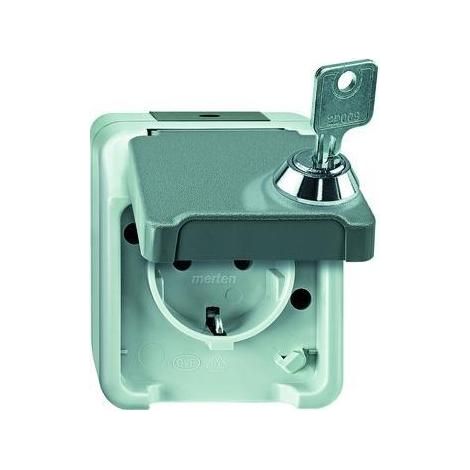 MERTEN MEG2423-8029 SCHUKO-Steckdose, abschl. m. gleichen Schl./Schloss-Nr. 200, lichtgrau, AQUAST-'1037139' (1/5)