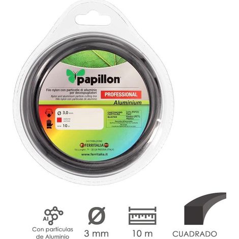 Hilo Nylon y Aluminio Desbrozadoras Cuadrado Professional Ø 3,0 mm. Rollo 10 metros. Hilo Nylon Corte Hierba, Jardin, Maleza (1/2)