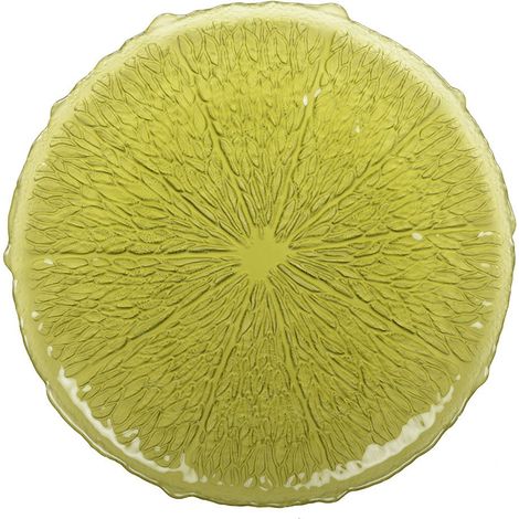 Assiette de présentation ronde en verre vert motif citron pour décoration de table 34 cm - PANGIVO (1/2)
