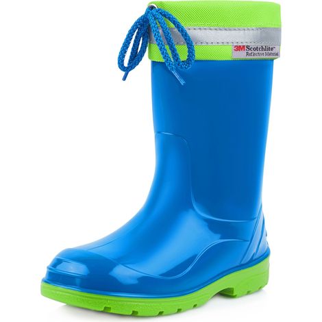 Ladeheid Bottes de Pluie Mixte Enfant Bottes en Caoutchouc Resistantes à l'eau pour Fille et Garçon Chaussures Imperméables LA-972 (Bleu/Vert, 21 EU)