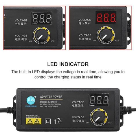 Adaptateur Secteur Variable 60W 5A Dc 5.5X2.5Mm, Alimentation Universelle 3-12V Pour Caméra Surveillance, Routeur Wifi, Écran Pc, (1/5)
