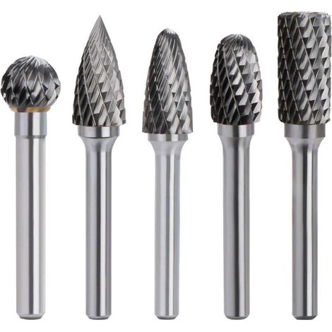Fraise Rotative Carbure de Tungstène - Double Coupe - Tige 6mm - Tête 10mm - Outil Perceuse Ponceuse 5 Pièces (1/5)