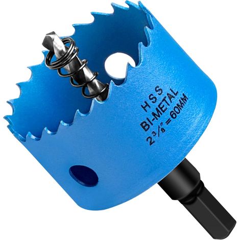 Scie Cloche 60 mm, Couteau De Trou En Hss M42 Bi-métal Pour Bois, Métal Souple Et Plastique (Plaques De Gypse Et Cloison Sèche), Avec Foret Séparable Et Clé Allen (1/5)