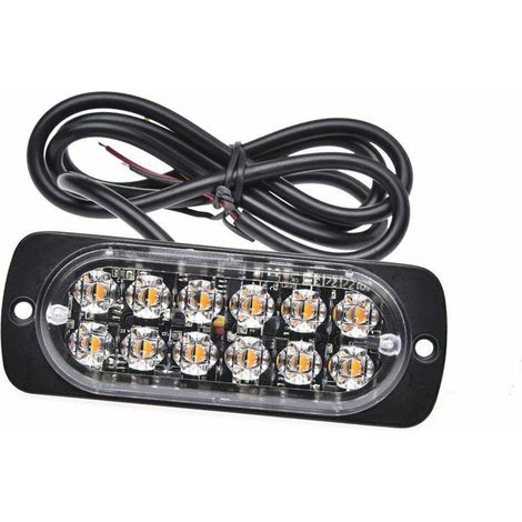 Gelbe Warnleuchte mit 12 Blitz-LEDs, Notfallblinkfunktion, Seitenlichtleisten, Warnsignal, LKW-Anhängerkupplungsleuchte, 4 Stück. (1/5)