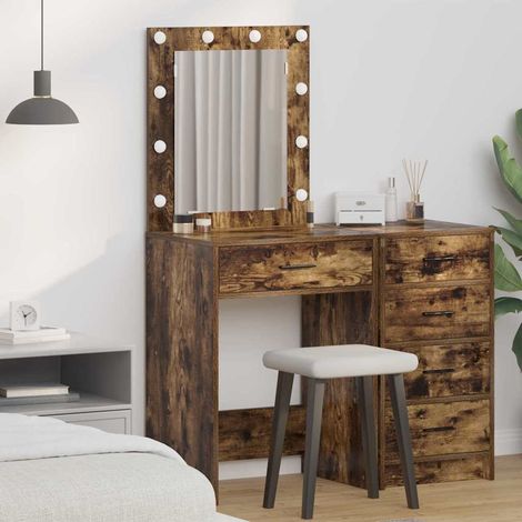 vidaXL Tavolo da trucco Rovere fumo 50 x 41 x 135 cm Legno multistrato (1/5)