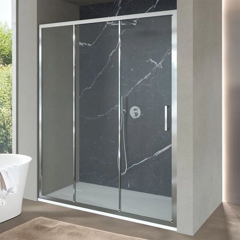 Porta doccia nicchia 170 cm scorrevole 3 ante trasparenti H 200 cm Ted (1/5)