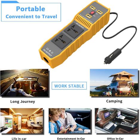 Onduleur Voiture 200W 12V 220V avec Ports USB et Prise Allume-Cigare (1/5)