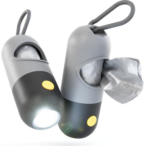 Distributeur de Sacs à Crottes avec Lampe LED, 2 en 1, pour Promenades Canines, Imperméable et Portable