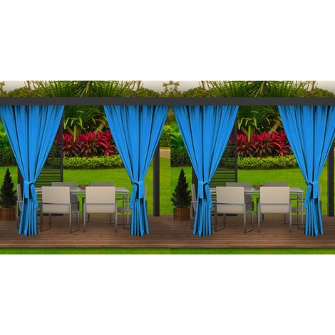 Rideaux D'extérieur 4x155x220cm Bleu Rideau pour Pergola Imperméable Rideau Exterieur pour Terrasse Rideau Pare-Soleil pour Balcon (1/3)