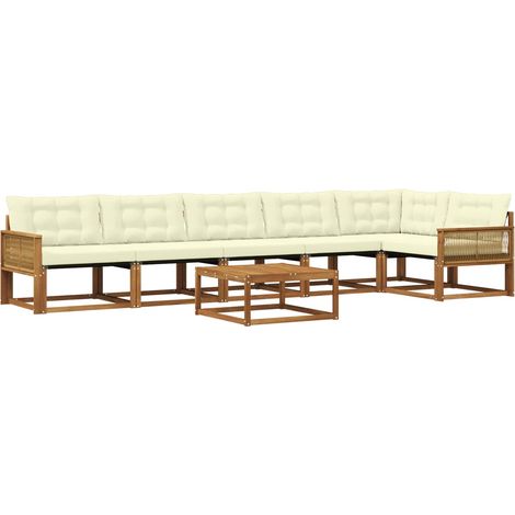 Set di divani da esterno con cuscino 7 pcs Naturale e Crema vidaXL (1/5)