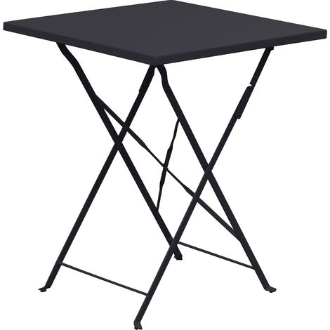 Table de jardin carrée pliable en métal gris - BACA