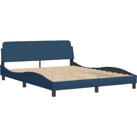 Estructura de cama con cabecero Dover tela azul 160x200cm vidaXL