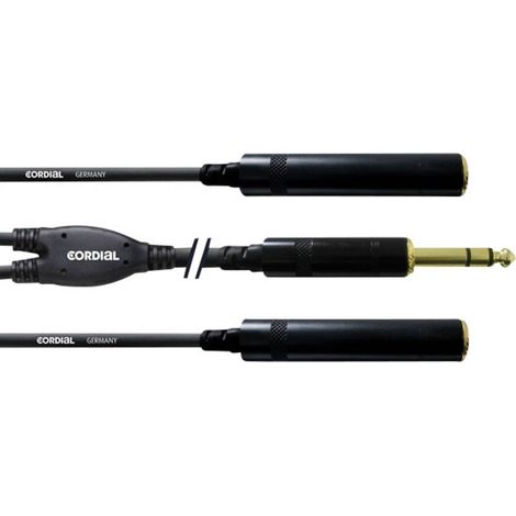 Cordial CFY0.3VKK Jack Câble adaptateur [1x Jack mâle 6.35 mm - 2x Jack femelle 6.35 mm] 30.00 cm noir (1/2)