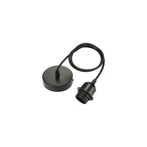 Suspension E27 avec anneau à vis, câble tissu réglable 100cm, suspension compatible avec abat-jour, douille idéale pour suspension de cuisine, noir (1/4)