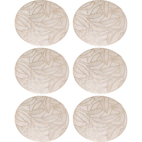 Lot de 6 sets de table ronds dorés ajourés écologiques PVC résistant à la chaleur 38 cm (1/5)