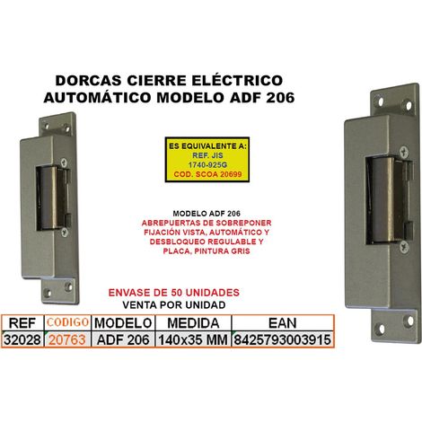 Elettroserratura automatica Dorcas ADF/206 con sblocco registrabile e placca 32028