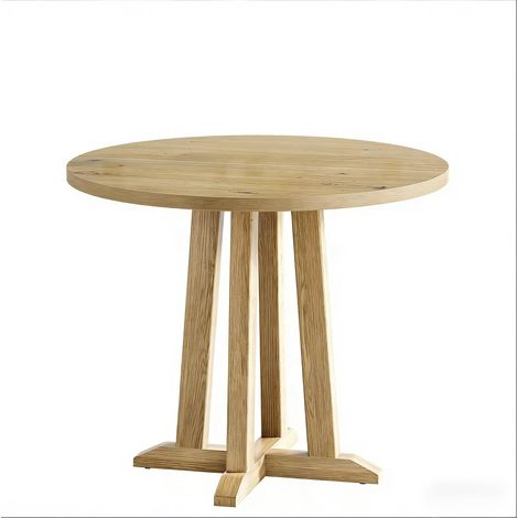 Mesa redonda de comedor de madera marrón 80 cm para 2-4 personas (1/5)