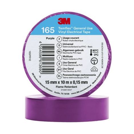 3M – Ruban isolant vinyle pourpre 10m x 15mm – Épaisseur 0.152mm – Isolation électrique pour applications variées